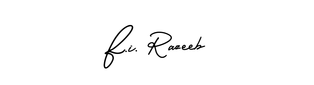 Design your own signature with our free online signature maker. With this signature software, you can create a handwritten (AmerikaSignatureDemo-Regular) signature for name F.i. Razeeb. F.i. Razeeb signature style 3 images and pictures png