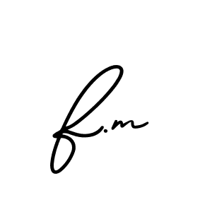 The best way (AmerikaSignatureDemo-Regular) to make a short signature is to pick only two or three words in your name. The name F.m include a total of six letters. For converting this name. F.m signature style 3 images and pictures png