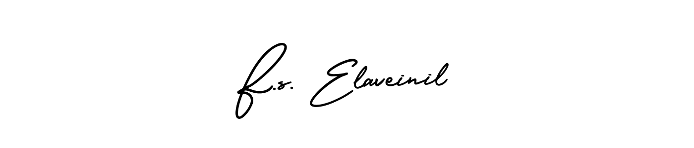 This is the best signature style for the F.s. Elaveinil name. Also you like these signature font (AmerikaSignatureDemo-Regular). Mix name signature. F.s. Elaveinil signature style 3 images and pictures png