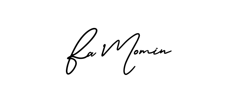It looks lik you need a new signature style for name Fa Momin. Design unique handwritten (AmerikaSignatureDemo-Regular) signature with our free signature maker in just a few clicks. Fa Momin signature style 3 images and pictures png
