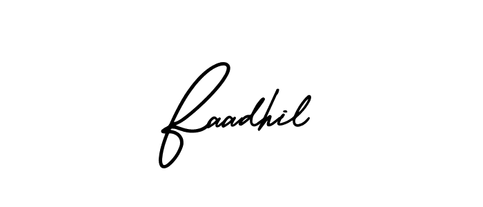 You should practise on your own different ways (AmerikaSignatureDemo-Regular) to write your name (Faadhil) in signature. don't let someone else do it for you. Faadhil signature style 3 images and pictures png