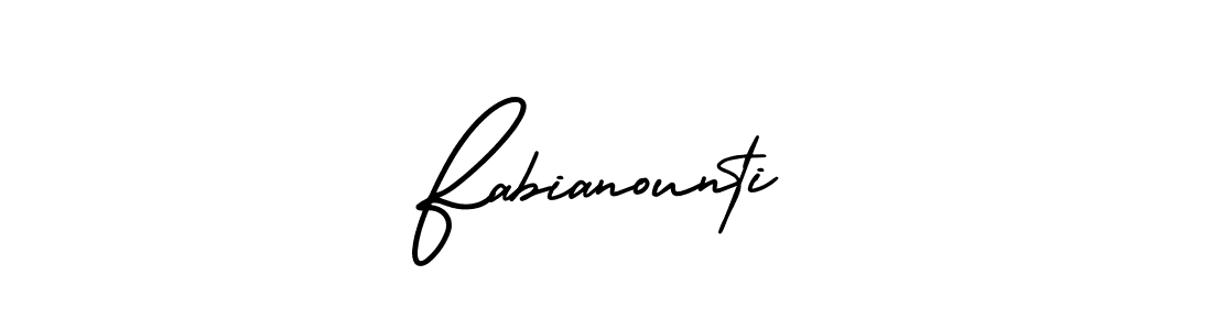 You should practise on your own different ways (AmerikaSignatureDemo-Regular) to write your name (Fabianounti) in signature. don't let someone else do it for you. Fabianounti signature style 3 images and pictures png