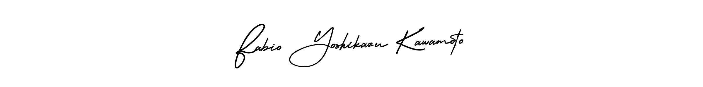 You should practise on your own different ways (AmerikaSignatureDemo-Regular) to write your name (Fabio Yoshikazu Kawamoto) in signature. don't let someone else do it for you. Fabio Yoshikazu Kawamoto signature style 3 images and pictures png
