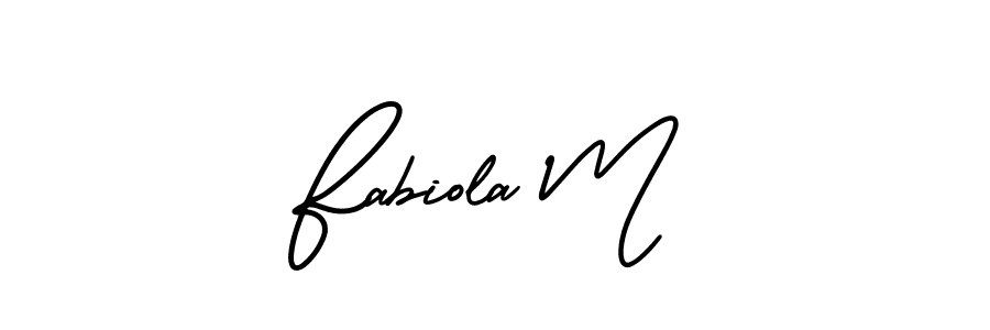 It looks lik you need a new signature style for name Fabiola M. Design unique handwritten (AmerikaSignatureDemo-Regular) signature with our free signature maker in just a few clicks. Fabiola M signature style 3 images and pictures png