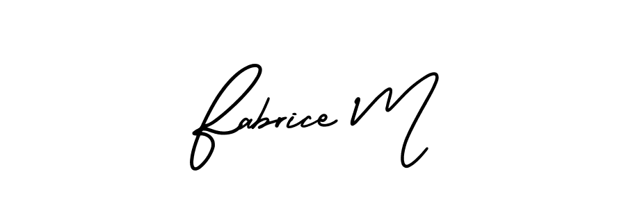 Fabrice M stylish signature style. Best Handwritten Sign (AmerikaSignatureDemo-Regular) for my name. Handwritten Signature Collection Ideas for my name Fabrice M. Fabrice M signature style 3 images and pictures png