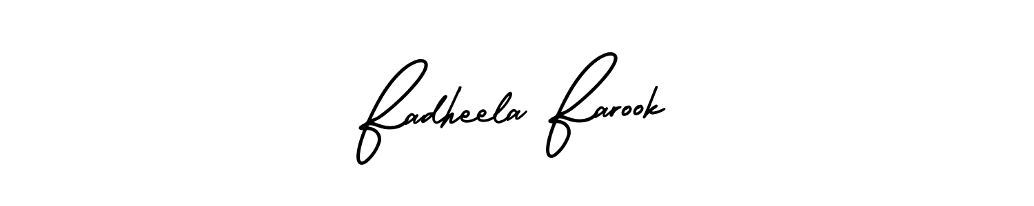 AmerikaSignatureDemo-Regular is a professional signature style that is perfect for those who want to add a touch of class to their signature. It is also a great choice for those who want to make their signature more unique. Get Fadheela Farook name to fancy signature for free. Fadheela Farook signature style 3 images and pictures png