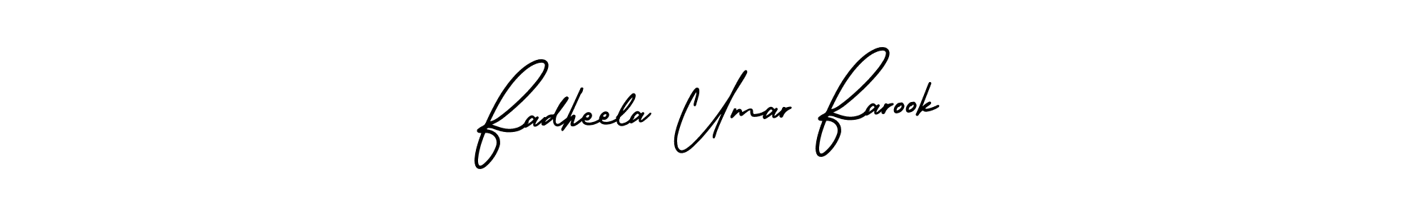 if you are searching for the best signature style for your name Fadheela Umar Farook. so please give up your signature search. here we have designed multiple signature styles  using AmerikaSignatureDemo-Regular. Fadheela Umar Farook signature style 3 images and pictures png