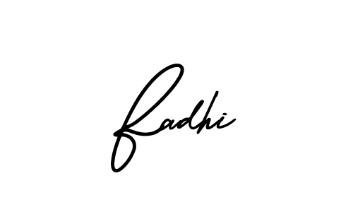 You should practise on your own different ways (AmerikaSignatureDemo-Regular) to write your name (Fadhi) in signature. don't let someone else do it for you. Fadhi signature style 3 images and pictures png