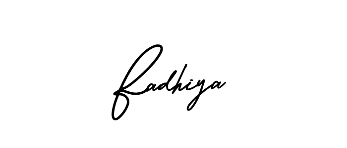 How to make Fadhiya name signature. Use AmerikaSignatureDemo-Regular style for creating short signs online. This is the latest handwritten sign. Fadhiya signature style 3 images and pictures png
