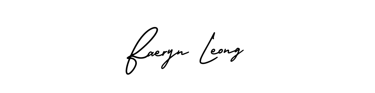 The best way (AmerikaSignatureDemo-Regular) to make a short signature is to pick only two or three words in your name. The name Faeryn Leong include a total of six letters. For converting this name. Faeryn Leong signature style 3 images and pictures png