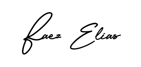 A classic penmanship look for Faez Elias. The AmerikaSignatureDemo-Regular font brings timeless elegance and confidence to every signed document. Faez Elias signature style 3 images and pictures png
