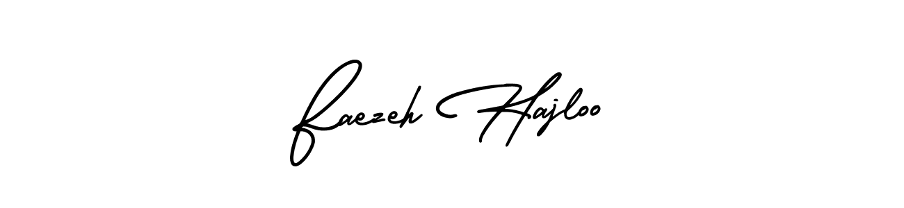 This is the best signature style for the Faezeh Hajloo name. Also you like these signature font (AmerikaSignatureDemo-Regular). Mix name signature. Faezeh Hajloo signature style 3 images and pictures png