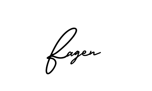It looks lik you need a new signature style for name Fagen. Design unique handwritten (AmerikaSignatureDemo-Regular) signature with our free signature maker in just a few clicks. Fagen signature style 3 images and pictures png