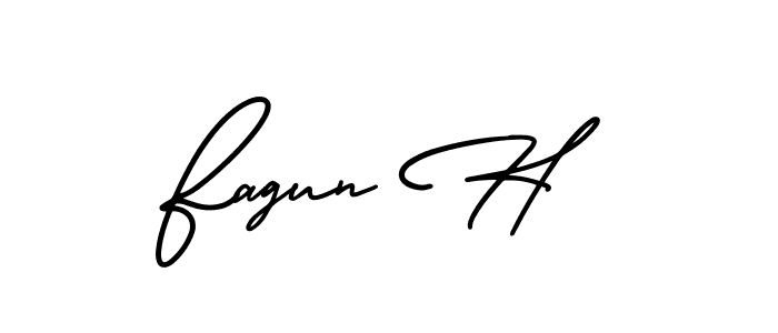 The best way (AmerikaSignatureDemo-Regular) to make a short signature is to pick only two or three words in your name. The name Fagun H include a total of six letters. For converting this name. Fagun H signature style 3 images and pictures png