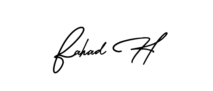 Make a short Fahad H signature style. Manage your documents anywhere anytime using AmerikaSignatureDemo-Regular. Create and add eSignatures, submit forms, share and send files easily. Fahad H signature style 3 images and pictures png