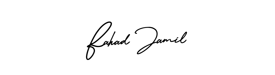 The best way (AmerikaSignatureDemo-Regular) to make a short signature is to pick only two or three words in your name. The name Fahad Jamil include a total of six letters. For converting this name. Fahad Jamil signature style 3 images and pictures png