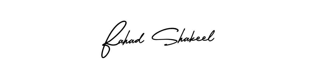 This is the best signature style for the Fahad Shakeel name. Also you like these signature font (AmerikaSignatureDemo-Regular). Mix name signature. Fahad Shakeel signature style 3 images and pictures png