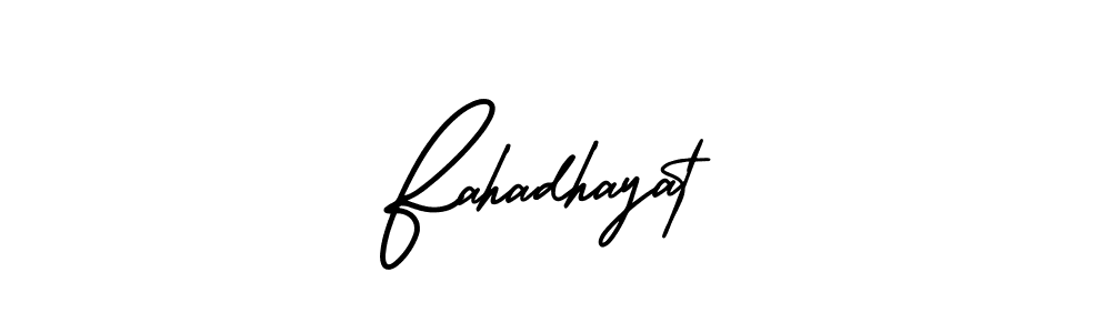 You should practise on your own different ways (AmerikaSignatureDemo-Regular) to write your name (Fahadhayat) in signature. don't let someone else do it for you. Fahadhayat signature style 3 images and pictures png