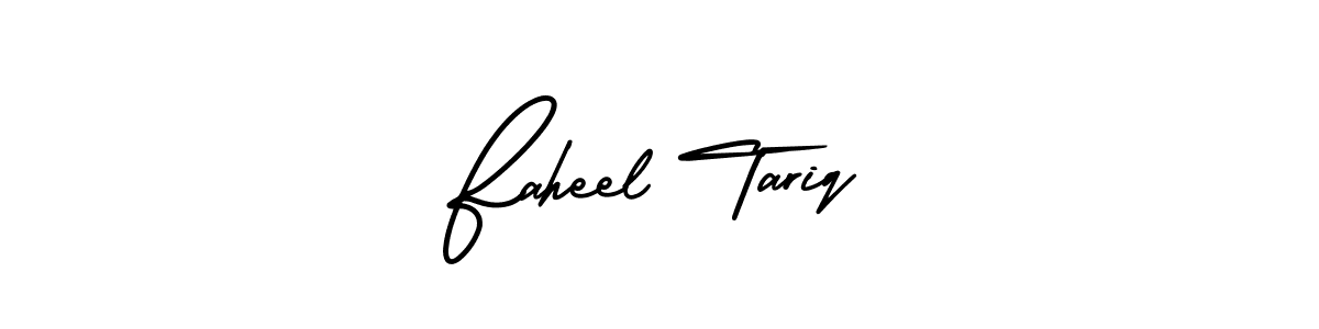 AmerikaSignatureDemo-Regular is a professional signature style that is perfect for those who want to add a touch of class to their signature. It is also a great choice for those who want to make their signature more unique. Get Faheel Tariq name to fancy signature for free. Faheel Tariq signature style 3 images and pictures png