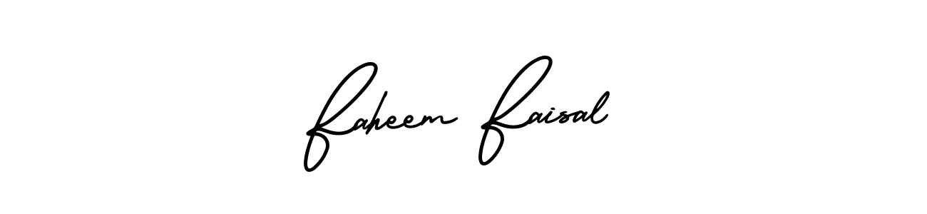 The best way (AmerikaSignatureDemo-Regular) to make a short signature is to pick only two or three words in your name. The name Faheem Faisal include a total of six letters. For converting this name. Faheem Faisal signature style 3 images and pictures png