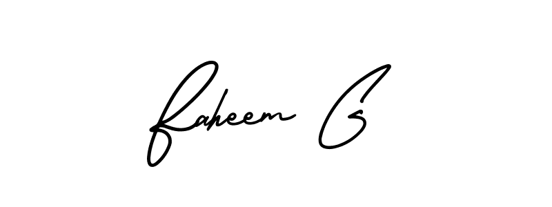Use a signature maker to create a handwritten signature online. With this signature software, you can design (AmerikaSignatureDemo-Regular) your own signature for name Faheem G. Faheem G signature style 3 images and pictures png