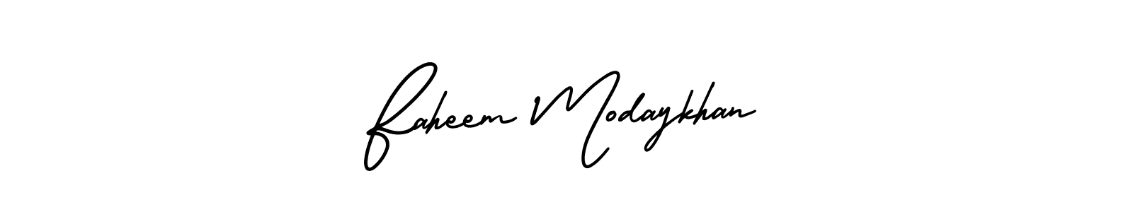 How to make Faheem Modaykhan name signature. Use AmerikaSignatureDemo-Regular style for creating short signs online. This is the latest handwritten sign. Faheem Modaykhan signature style 3 images and pictures png