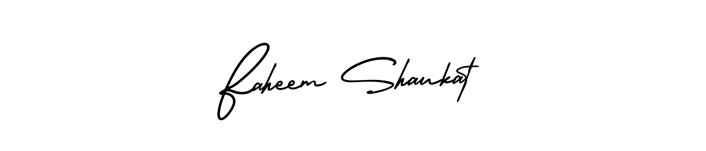 How to Draw Faheem Shaukat signature style? AmerikaSignatureDemo-Regular is a latest design signature styles for name Faheem Shaukat. Faheem Shaukat signature style 3 images and pictures png