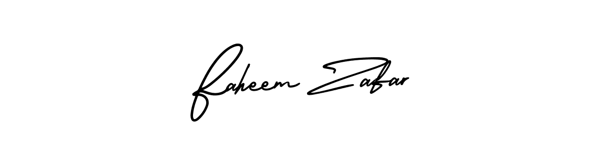 You should practise on your own different ways (AmerikaSignatureDemo-Regular) to write your name (Faheem Zafar) in signature. don't let someone else do it for you. Faheem Zafar signature style 3 images and pictures png