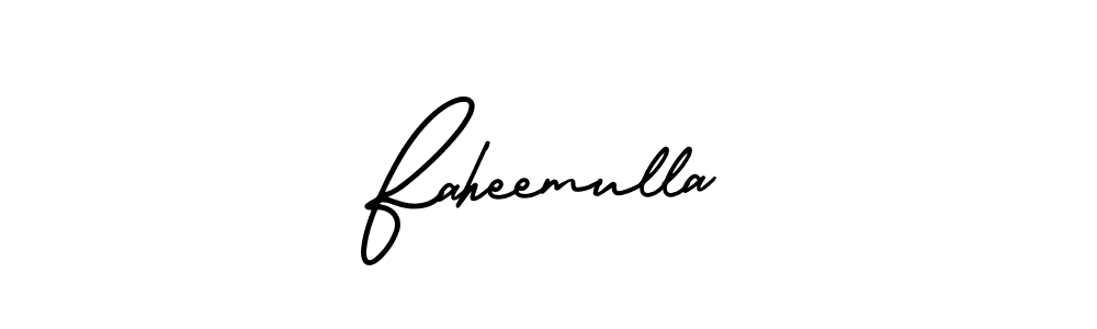 AmerikaSignatureDemo-Regular is a professional signature style that is perfect for those who want to add a touch of class to their signature. It is also a great choice for those who want to make their signature more unique. Get Faheemulla name to fancy signature for free. Faheemulla signature style 3 images and pictures png