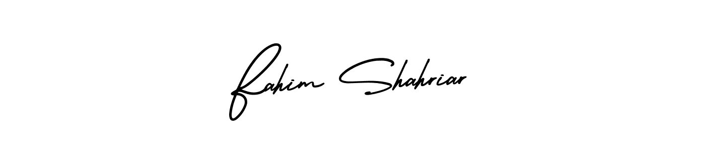 You should practise on your own different ways (AmerikaSignatureDemo-Regular) to write your name (Fahim Shahriar) in signature. don't let someone else do it for you. Fahim Shahriar signature style 3 images and pictures png