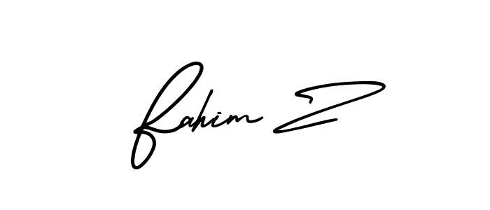 The best way (AmerikaSignatureDemo-Regular) to make a short signature is to pick only two or three words in your name. The name Fahim Z include a total of six letters. For converting this name. Fahim Z signature style 3 images and pictures png