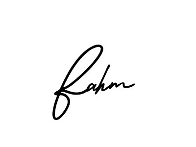 Use a signature maker to create a handwritten signature online. With this signature software, you can design (AmerikaSignatureDemo-Regular) your own signature for name Fahm. Fahm signature style 3 images and pictures png