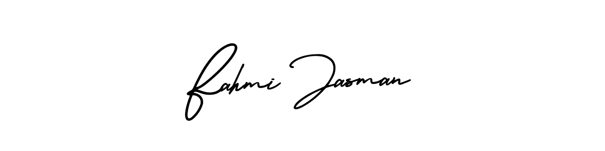 You should practise on your own different ways (AmerikaSignatureDemo-Regular) to write your name (Fahmi Jasman) in signature. don't let someone else do it for you. Fahmi Jasman signature style 3 images and pictures png
