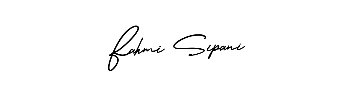 This is the best signature style for the Fahmi Sipani name. Also you like these signature font (AmerikaSignatureDemo-Regular). Mix name signature. Fahmi Sipani signature style 3 images and pictures png