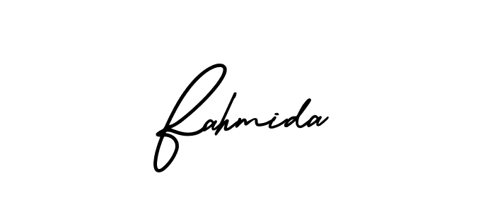 Use a signature maker to create a handwritten signature online. With this signature software, you can design (AmerikaSignatureDemo-Regular) your own signature for name Fahmida. Fahmida signature style 3 images and pictures png