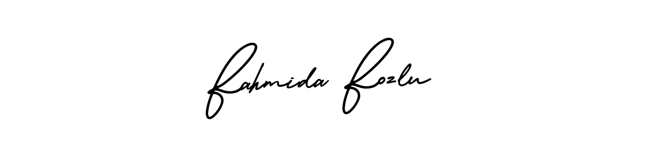 if you are searching for the best signature style for your name Fahmida Fozlu. so please give up your signature search. here we have designed multiple signature styles  using AmerikaSignatureDemo-Regular. Fahmida Fozlu signature style 3 images and pictures png