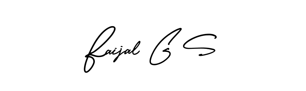 This is the best signature style for the Faijal G S name. Also you like these signature font (AmerikaSignatureDemo-Regular). Mix name signature. Faijal G S signature style 3 images and pictures png