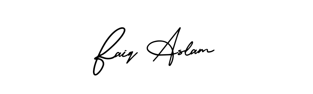 This is the best signature style for the Faiq Aslam name. Also you like these signature font (AmerikaSignatureDemo-Regular). Mix name signature. Faiq Aslam signature style 3 images and pictures png