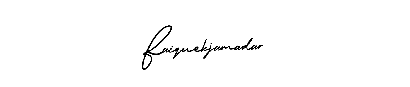 The best way (AmerikaSignatureDemo-Regular) to make a short signature is to pick only two or three words in your name. The name Faiquekjamadar include a total of six letters. For converting this name. Faiquekjamadar signature style 3 images and pictures png