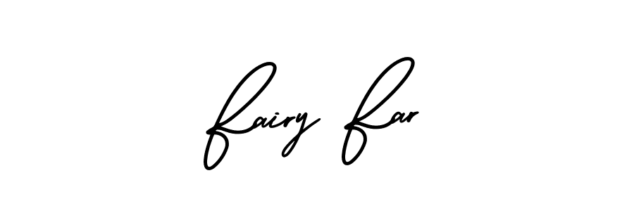 You should practise on your own different ways (AmerikaSignatureDemo-Regular) to write your name (Fairy Far) in signature. don't let someone else do it for you. Fairy Far signature style 3 images and pictures png