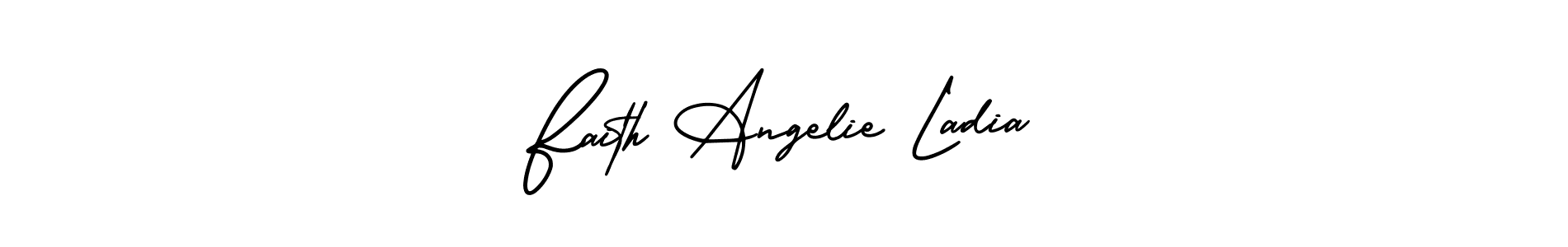 You should practise on your own different ways (AmerikaSignatureDemo-Regular) to write your name (Faith Angelie Ladia) in signature. don't let someone else do it for you. Faith Angelie Ladia signature style 3 images and pictures png