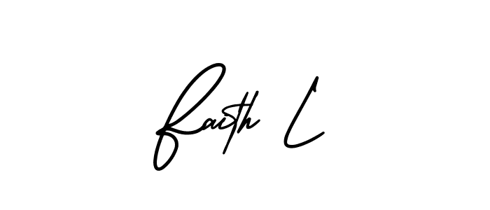 The best way (AmerikaSignatureDemo-Regular) to make a short signature is to pick only two or three words in your name. The name Faith L include a total of six letters. For converting this name. Faith L signature style 3 images and pictures png