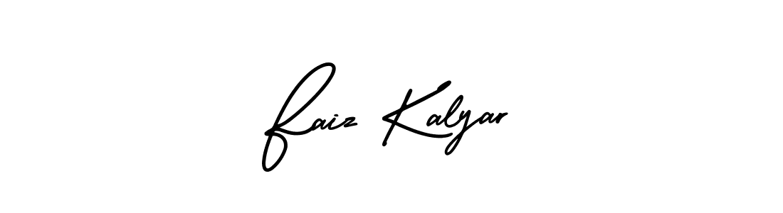 You should practise on your own different ways (AmerikaSignatureDemo-Regular) to write your name (Faiz Kalyar) in signature. don't let someone else do it for you. Faiz Kalyar signature style 3 images and pictures png