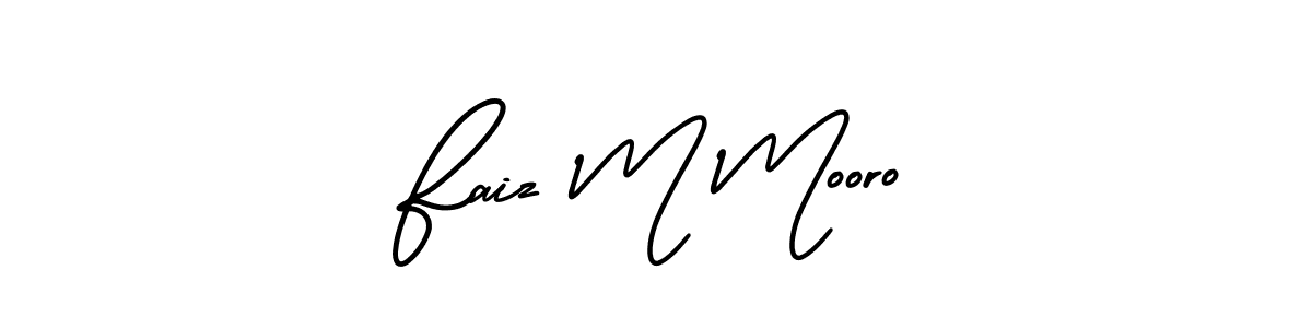 This is the best signature style for the Faiz M Mooro name. Also you like these signature font (AmerikaSignatureDemo-Regular). Mix name signature. Faiz M Mooro signature style 3 images and pictures png