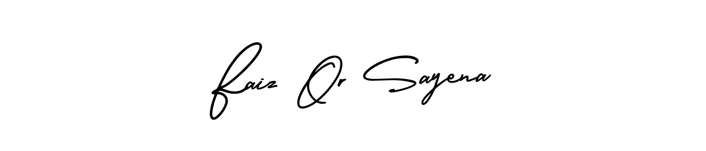 The best way (AmerikaSignatureDemo-Regular) to make a short signature is to pick only two or three words in your name. The name Faiz Or Sayena include a total of six letters. For converting this name. Faiz Or Sayena signature style 3 images and pictures png