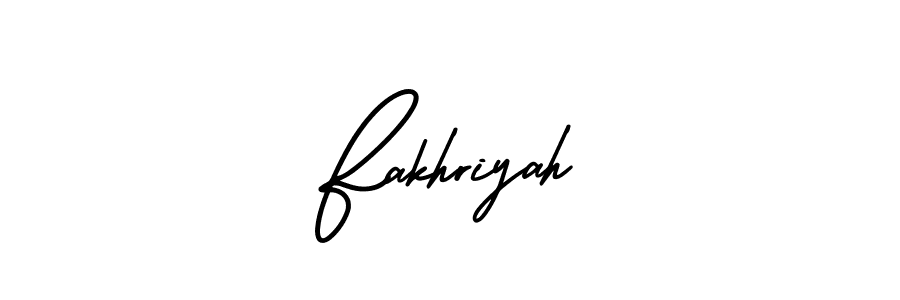 How to make Fakhriyah name signature. Use AmerikaSignatureDemo-Regular style for creating short signs online. This is the latest handwritten sign. Fakhriyah signature style 3 images and pictures png