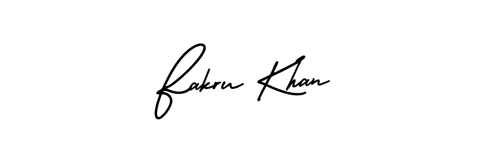 How to make Fakru Khan name signature. Use AmerikaSignatureDemo-Regular style for creating short signs online. This is the latest handwritten sign. Fakru Khan signature style 3 images and pictures png