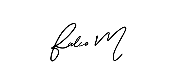 Design your own signature with our free online signature maker. With this signature software, you can create a handwritten (AmerikaSignatureDemo-Regular) signature for name Falco M. Falco M signature style 3 images and pictures png