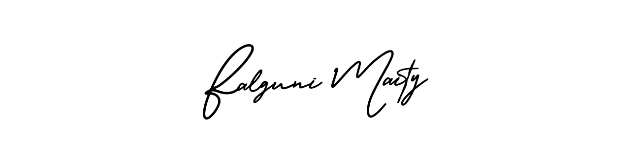 You should practise on your own different ways (AmerikaSignatureDemo-Regular) to write your name (Falguni Maity) in signature. don't let someone else do it for you. Falguni Maity signature style 3 images and pictures png