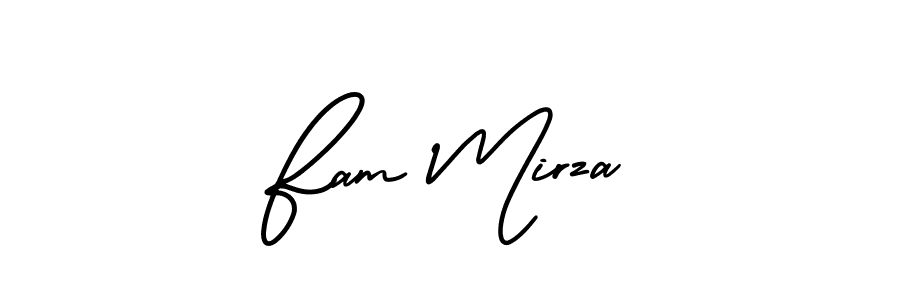 This is the best signature style for the Fam Mirza name. Also you like these signature font (AmerikaSignatureDemo-Regular). Mix name signature. Fam Mirza signature style 3 images and pictures png